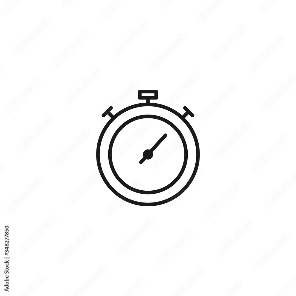 Stopwatch line icon with editable stroke. Simple black outline symbol ...