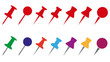 © GorSo - Set push pin (drawing pin) sign icons for web site, page and mobile app design element. Stylish red and multi-colored sets.