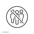 group people forbidden icon vector, no crowd, line symbol on white background