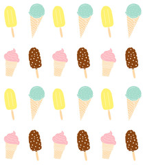 Sticker - Vector seamless pattern of hand drawn doodle sketch different ice cream isolated on white background