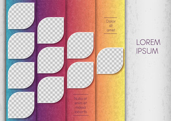 Wall Mural - Template for photo collage or infographic in modern style. Frames for clipping masks are in the vector file. Template for a photo album with leaves shapes frames and gradient