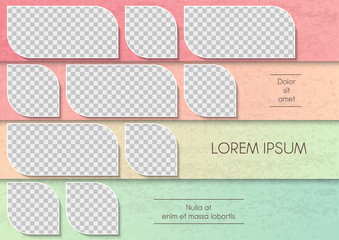 Wall Mural - Template for photo collage or infographic in modern style. Frames for clipping masks are in the vector file. Template for a photo album with leaves shapes frames and gradient
