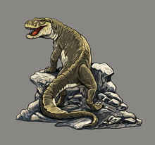 Carnivorous Dinosaur - Postosuchus. Dino Isolated Drawing.	
