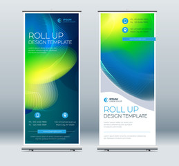 Wall Mural - Roll Up banner stand presentation concept. Corporate business roll up template background. Vertical template billboard, banner stand or flag design layout. Poster for conference, forum, shop