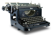 Ancient Black Typewriter Isolated On White