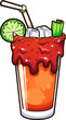 Cartoon Mexican Bloody Mary alcoholic drink or michelada. Vector clip art illustration with simple gradients. All in a single layer.

