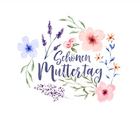 Mother's day german watercolor flower card