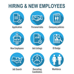 Wall Mural - Hiring and Employees icons - job related images showing hiring