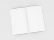 © stationidea - Blank booklet, flyer or brochure mockup template on gray background. 3D Rendering.