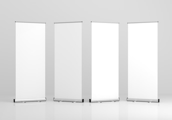Wall Mural - roll up banner stand mockup. 3d render.