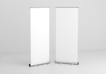 Wall Mural - roll up banner stand mockup. 3d render.