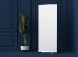 Wall Mural - roll up banner stand mockup. 3d render.
