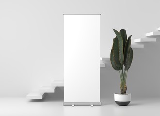 Wall Mural - roll up banner stand mockup. 3d render.