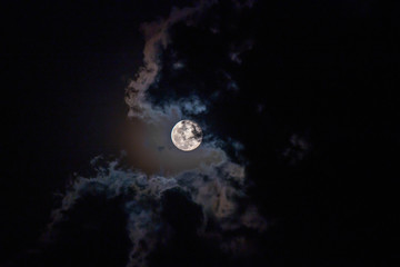 full moon and clouds