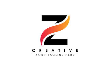 Wall Mural - Creative Z Letter Logo Design with Swoosh Icon Vector Illustration.