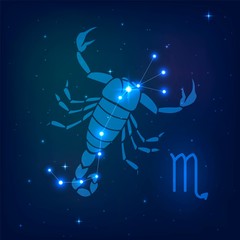 Wall Mural - scorpio - constellation of the zodiac in the night starry sky