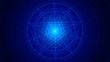 Linear luminous blue pentagram, a star in a circle - a symbol of magic and alchemy