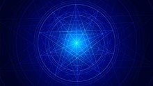 Linear Luminous Blue Pentagram, A Star In A Circle - A Symbol Of Magic And Alchemy