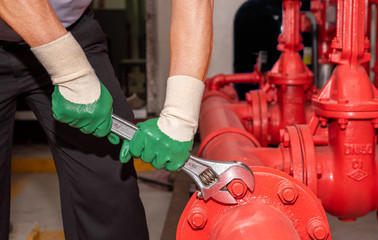 worker with gas pump