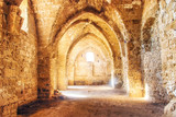 Fototapeta  - Vaulted hall inside the citadel of Othello's Tower.
