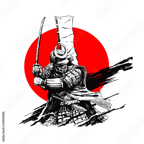Fotomural samurai character illustration