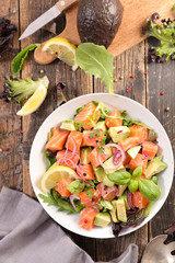 Poster - salmon with avocado, onion and lettuce