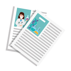 Sticker - document with doctor female and medical icons vector illustration design