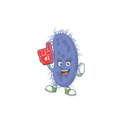 Sticker - Cartoon character concept of salmonella typhi holding red foam finger