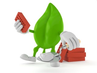 Sticker - Leaf character with trowel and bricks