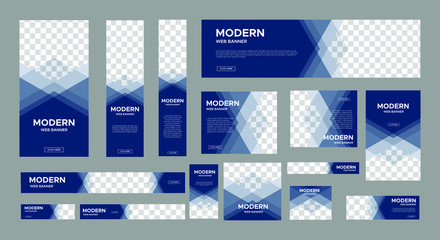 set of creative web banners of standard size with a place for photos. vertical, horizontal and squar