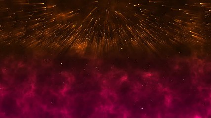 Abstract creative cosmic background. Hyper jump into another galaxy. Speed of light, neon glowing rays in motion. Beautiful fireworks, colorful explosion, big bang. Moving through stars. Seamless loop