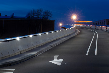 Buslane Zwolle Netherlands at night. Twilight