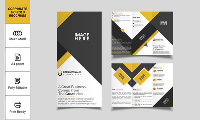 Creative tri fold brochure design. corporate business template for tri fold flyer. Layout with modern design vector and abstract background. Creative concept 3 folded flyer or brochure.
