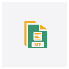 Wall Mural - Rtf concept 2 colored icon. Isolated orange and green Rtf vector symbol design. Can be used for web and mobile UI/UX