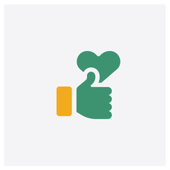 Like concept 2 colored icon. Isolated orange and green Like vector symbol design. Can be used for web and mobile UI/UX