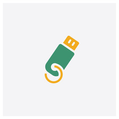 Usb concept 2 colored icon. Isolated orange and green Usb vector symbol design. Can be used for web and mobile UI/UX