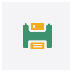 Poster - Floppy concept 2 colored icon. Isolated orange and green Floppy vector symbol design. Can be used for web and mobile UI/UX