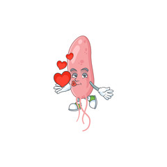 Poster - An adorable cartoon design of vibrio cholerae holding heart