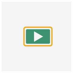 Sticker - Play button concept 2 colored icon. Isolated orange and green Play button vector symbol design. Can be used for web and mobile UI/UX