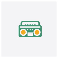 Poster - Boombox concept 2 colored icon. Isolated orange and green Boombox vector symbol design. Can be used for web and mobile UI/UX