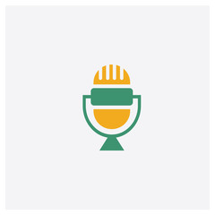 Poster - Microphone concept 2 colored icon. Isolated orange and green Microphone vector symbol design. Can be used for web and mobile UI/UX