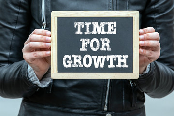Wall Mural - TIME FOR GROWTH. Text on chalk board