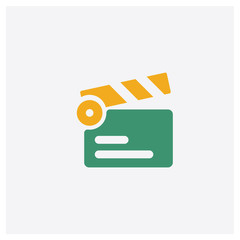 Wall Mural - Clapperboard concept 2 colored icon. Isolated orange and green Clapperboard vector symbol design. Can be used for web and mobile UI/UX