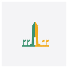 Washington Monument Concept 2 Colored Icon. Isolated Orange And Green Washington Monument Vector Symbol Design. Can Be Used For Web And Mobile UI/UX
