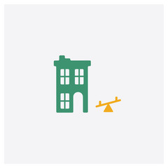 School concept 2 colored icon. Isolated orange and green School vector symbol design. Can be used for web and mobile UI/UX