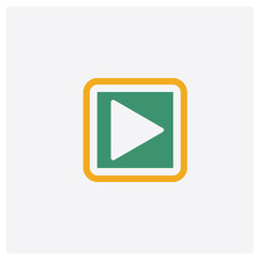 Play Button concept 2 colored icon. Isolated orange and green Play Button vector symbol design. Can be used for web and mobile UI/UX