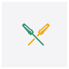 Repair Screwdriver concept 2 colored icon. Isolated orange and green Repair Screwdriver vector symbol design. Can be used for web and mobile UI/UX