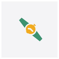 Watch concept 2 colored icon. Isolated orange and green Watch vector symbol design. Can be used for web and mobile UI/UX