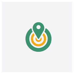 Positioning concept 2 colored icon. Isolated orange and green Positioning vector symbol design. Can be used for web and mobile UI/UX