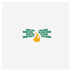 Wall Mural - Firewall concept 2 colored icon. Isolated orange and green Firewall vector symbol design. Can be used for web and mobile UI/UX